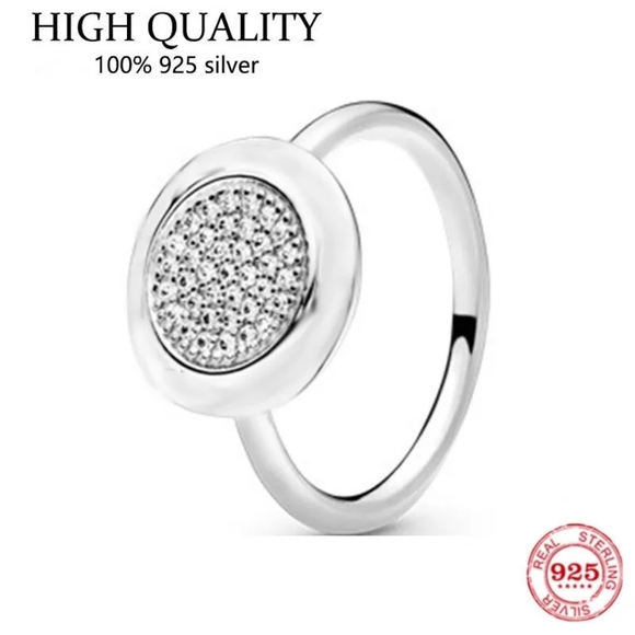 Pave Inlaid Diamond Circle Ring | 925 Sterling Silver - Picture 8 of 15
